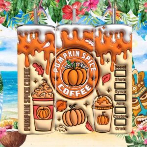 3D Inflated Pumpkin Spice Coffee Fall Season Drip Aesthetic Tumbler