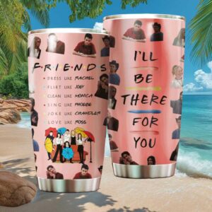 Friends Cast Photo Collage Pink Tumbler   Character Personality Traits Design