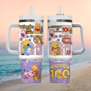 A Century of Friendship Winnie The Pooh Purple Multi Character Tumbler