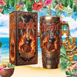 ACDC High Voltage Rock N Roll Gibson SG Flame & Jewels Luxury Tumbler