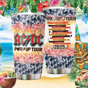 ACDC PWR UP Tour 2025 Tie Dye Stainless Steel Tumbler North American Tour Dates