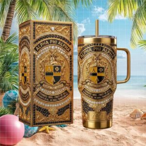 Alpha Phi Alpha Fraternity Luxury Gold & Black Diamond 3D Insulated Tumbler