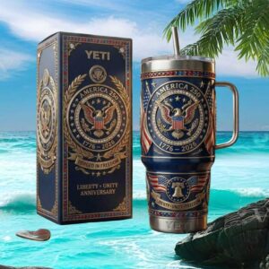 America 250th Anniversary 1776 2026 Liberty and Unity Yeti Style Tumbler