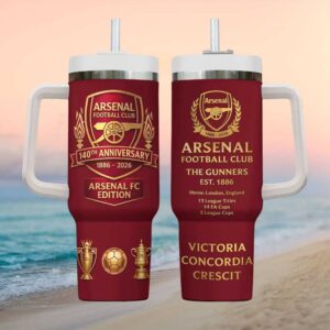 Arsenal FC 140th Anniversary Edition “The Gunners” 40oz Tumbler with Handle