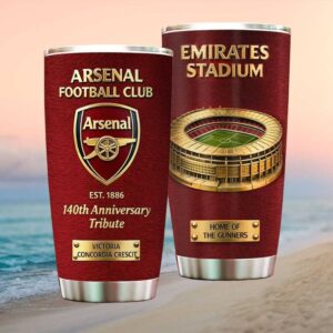 Arsenal FC 140th Anniversary Tribute Emirates Stadium Leather Texture Tumbler