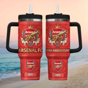 Arsenal FC 140th Anniversary Yeti 40oz Rambler Tumblers Red Heritage Edition Soccer Fanware
