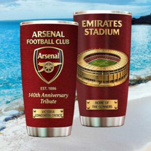 Arsenal Football Club Emirates Stadium “Home of the Gunners” Leather Texture Tumbler