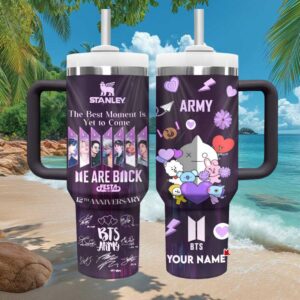 BTS Army 12th Anniversary BT21 Characters Purple Personalized Tumbler
