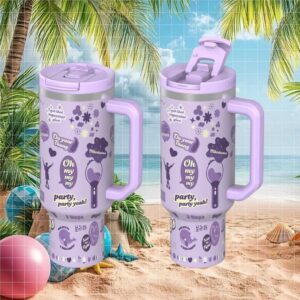 BTS J Hope “Party Party Yeah” Purple Galaxy K Pop Fan Insulated Travel Tumbler