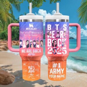 BTS We Are Back 2025 Festa Anniversary Pink Gradient Stanley Tumbler