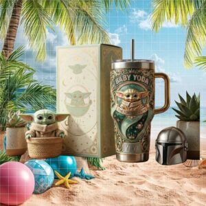 Baby Yoda “The Force is Cute” Luxury 3D Sculpted Tumbler with Gift Box