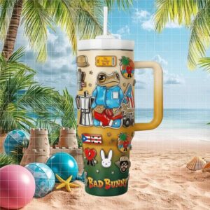 Bad Bunny Puerto Rico Tropical Frog Summer Tumbler