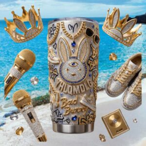 Bad Bunny YHLQMDLG Bling Rhinestone Urban Reggaeton Tumbler