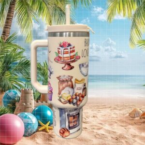 Baking Is My Love Language Pastel Kitchen Illustrations 40oz Tumbler
