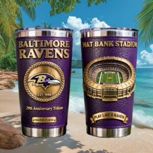 Baltimore Ravens 29th Anniversary Tribute M&T Bank Stadium Leather Wrap Tumbler