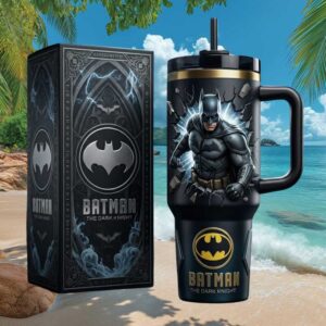Batman The Dark Knight DC Comics 3D Effect Black and Gold Insulated Tumbler