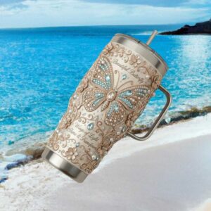 Beautiful Butterfly Wings of Light Shine & Transform Floral Tumbler