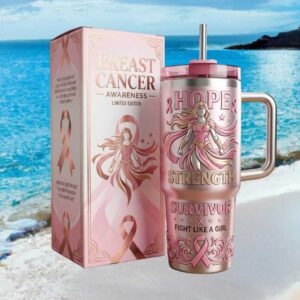 Breast Cancer Survivor “Fight Like A Girl” Strength & Hope Warrior Tumbler