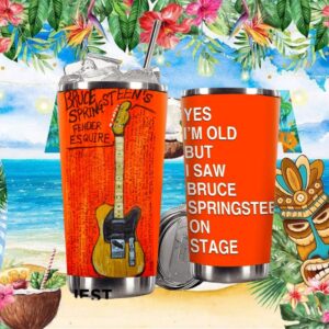 Bruce Springsteen Fender Esquire Guitar Sketch “I Saw Him On Stage” Tumbler
