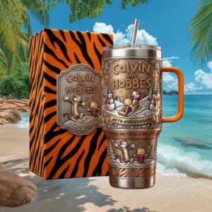 Calvin and Hobbes 40th Anniversary 3D Embossed 40oz Tumbler with Gift Box