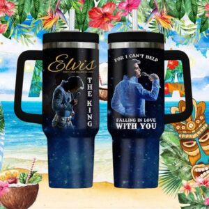 “Can't Help Falling In Love” Elvis The King Blue Starry Night 40oz Tumbler with Handle