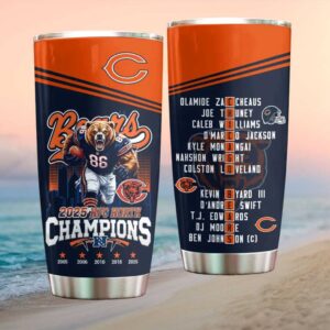 Chicago Bears 2025 NFC North Champions “Monster of the Midway” Mascot Tumbler