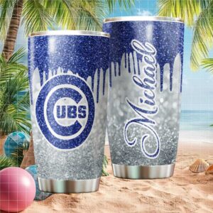 Chicago Cubs Personalized Glitter Drip Tumbler Custom Name