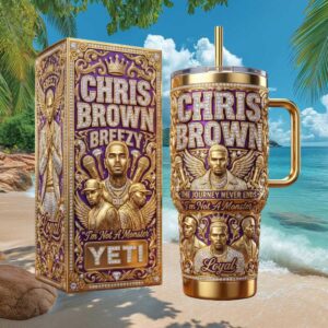 Chris Brown Breezy “I'm Not A Monster” Gold & Diamond 3D 40oz Tumbler