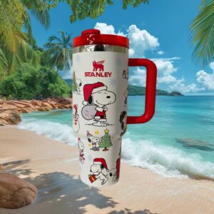 Christmas Snoopy and Peanuts Gang Holiday Pattern Insulated Travel Tumbler