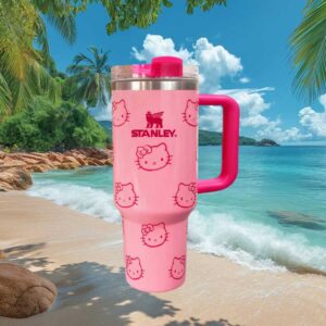 Classic Hello Kitty Pink Pattern Custom Insulated Travel Tumbler