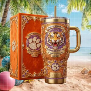 Clemson University Tigers 130 Years Excellence Jeweled 3D Fan Tumbler