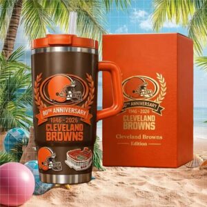 Cleveland Browns 80th Anniversary 1946 2026 Commemorative Stainless Steel Travel Tumbler