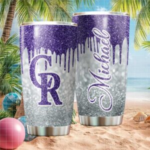 Colorado Rockies Personalized Glitter Drip Tumbler Custom Name