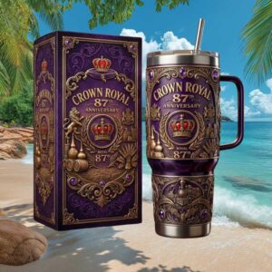 Crown Royal 87th Anniversary Limited Edition Purple 3D Tumbler with Handle