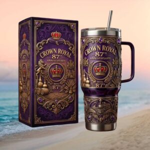 Crown Royal 87th Anniversary Regal Purple & Gold Embossed Collector Tumbler