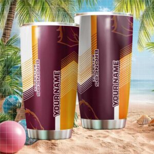 Custom Brisbane Broncos NRL Tumbler Personalized Fan Gift Insulated Travel Tumbler