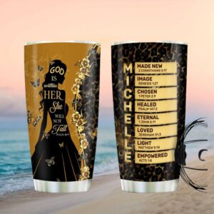 Custom Cheetah Print “God is Within Her” Silhouette Name Acrostic Tumbler