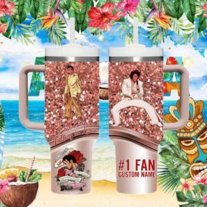 Custom Name Elvis Presley Rose Gold Glitter Effect Performance 40oz Tumbler