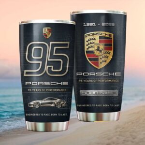 Custom Name Porsche 95 Years of Performance 1931 2026 Anniversary Edition Personalized Tumbler