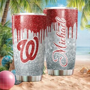 Custom Name Washington Nationals MLB Glitter Drip Personalized Tumbler