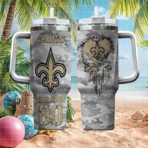 Custom New Orleans Saints Tumbler Camouflage Personalized Sports Tumbler
