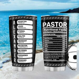 Custom Pastor Nutritional Facts Tumbler Personalized Name Clergy Gift