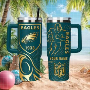 Custom Philadelphia Eagles Est. 1933 Gold Foil Style NFL 40oz Tumbler