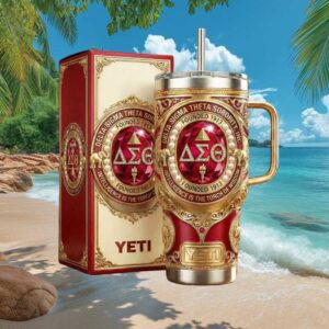 Delta Sigma Theta Sorority 1913 Crimson & Gold Torch Shield 3D Luxury Tumbler