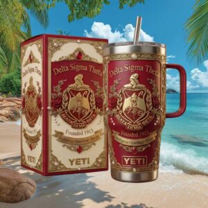 Delta Sigma Theta Sorority Founded 1913 Luxury 40oz Tumbler Crimson and Cream