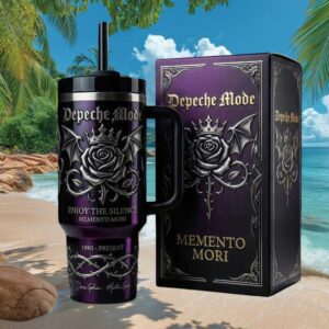Depeche Mode Memento Mori Rose and Wings Gothic 40oz Travel Tumbler