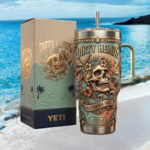 Dirty Heads “California Soul” Skull & Hibiscus 3D Sculpted Art Tumbler