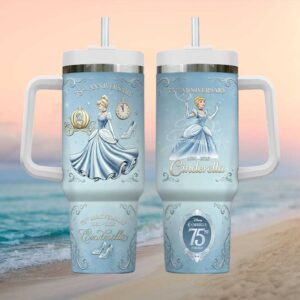 Disney Cinderella 75th Anniversary 1950 2025 Blue Carriage Quencher Tumbler