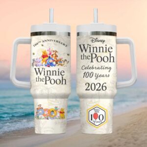Disney Winnie The Pooh 100th Anniversary 2026 Celebration Tumbler with Handle