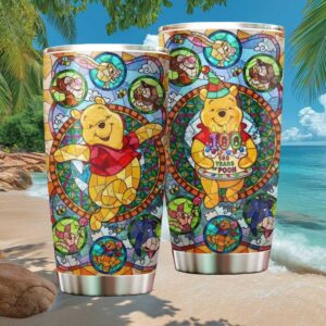 Disney Winnie The Pooh 100th Anniversary Stained Glass Style Tumbler